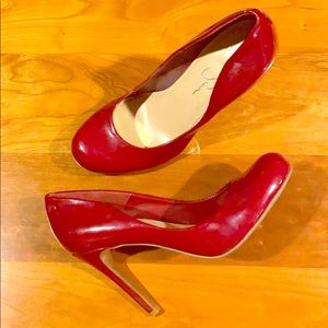 Cherry red heels, NEVER WORN